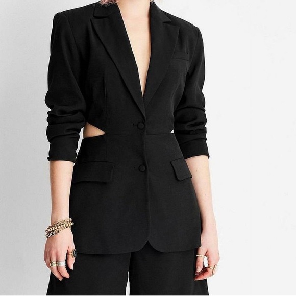 Open Back Black Blazer - Picture 4 of 7